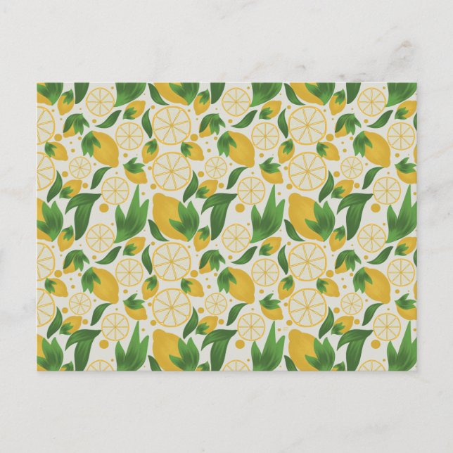 Carte Postale Aquarelle Motif de fruits de citron blanc (Devant)