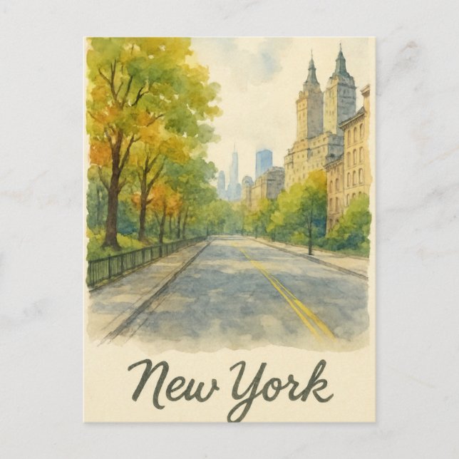 Carte Postale aquarelle new york  (Devant)