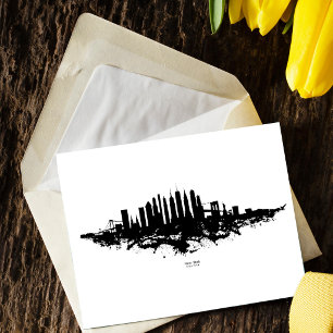 Carte Postale Aquarelle New York Skyline noir et blanc