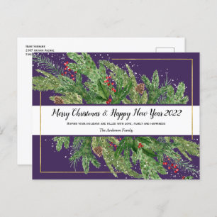 Carte Postale Aquarelle Noël et Nouvel An 2022 Po