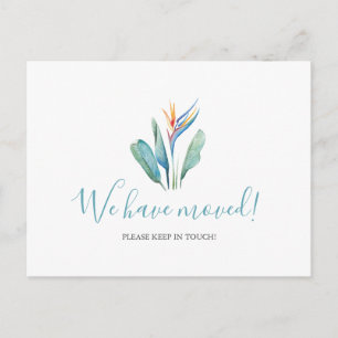 Carte Postale Aquarelle Nous avons Déménagé Tropical Flower Post