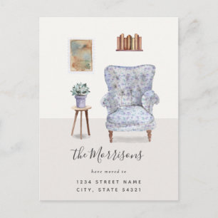 Carte Postale Aquarelle Nouveau domicile Changement d'adresse