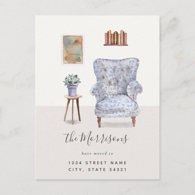 Carte Postale Aquarelle Nouveau domicile Changement d'adresse (Devant)