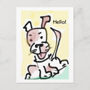 Carte Postale Aquarelle numérique de chien de dessin mignonne na