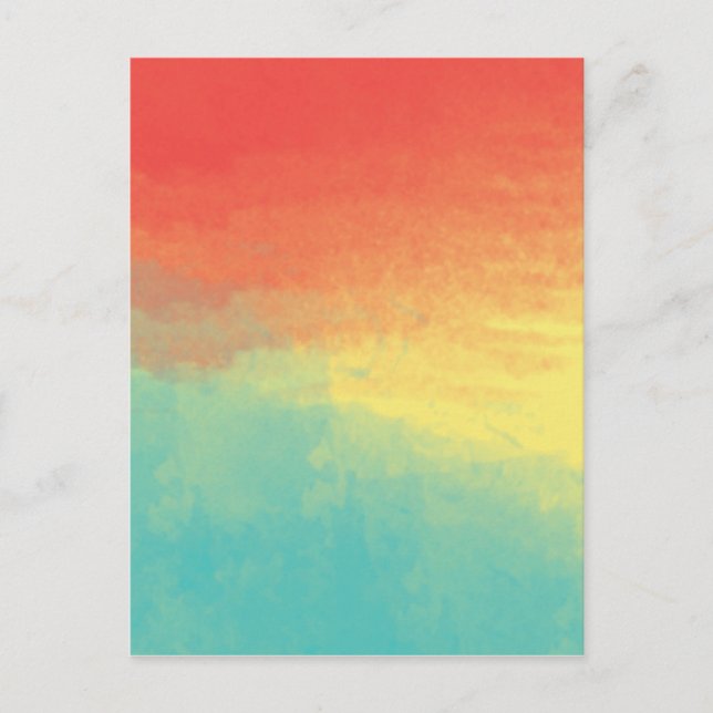 Carte Postale Aquarelle Ombre Texture - Turquoise, Jaune, Corail (Devant)