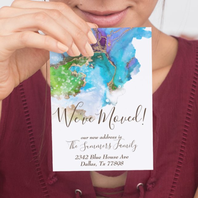 Carte Postale Aquarelle or Faire-part déplacée (Créateur téléchargé)