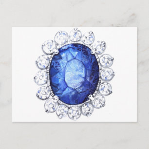 Carte Postale Aquarelle originale Royal Sapphire