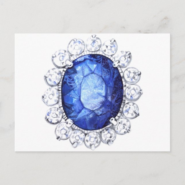 Carte Postale Aquarelle originale Royal Sapphire (Devant)