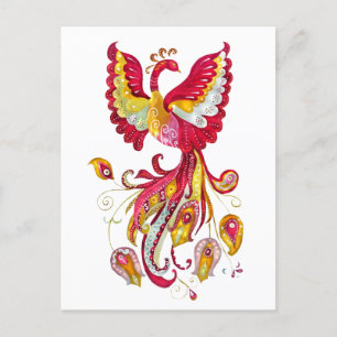 Carte Postale Aquarelle ou Phoenix Imaginaire Bird
