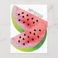 Aquarelle Paire de Pastèque Anniversaire d'Été