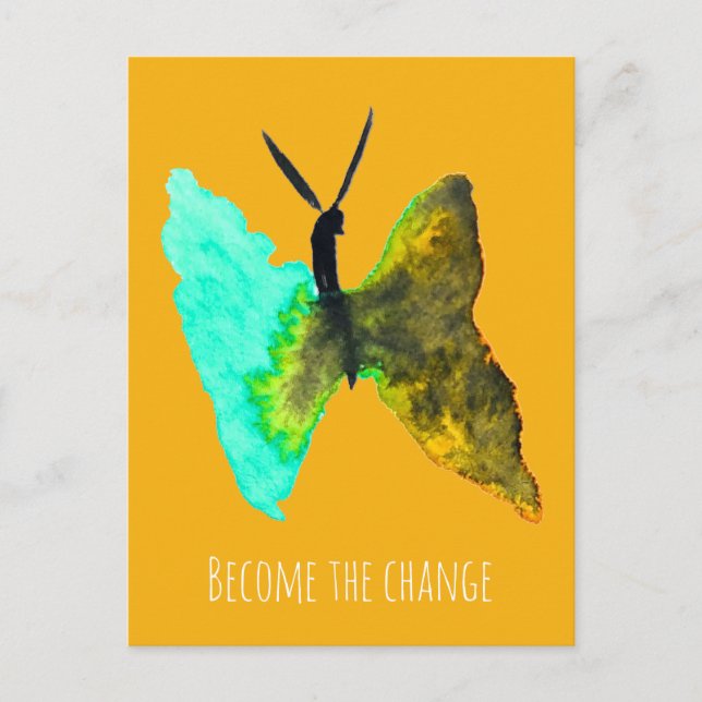 Carte Postale Aquarelle papillon aqua joli (Devant)