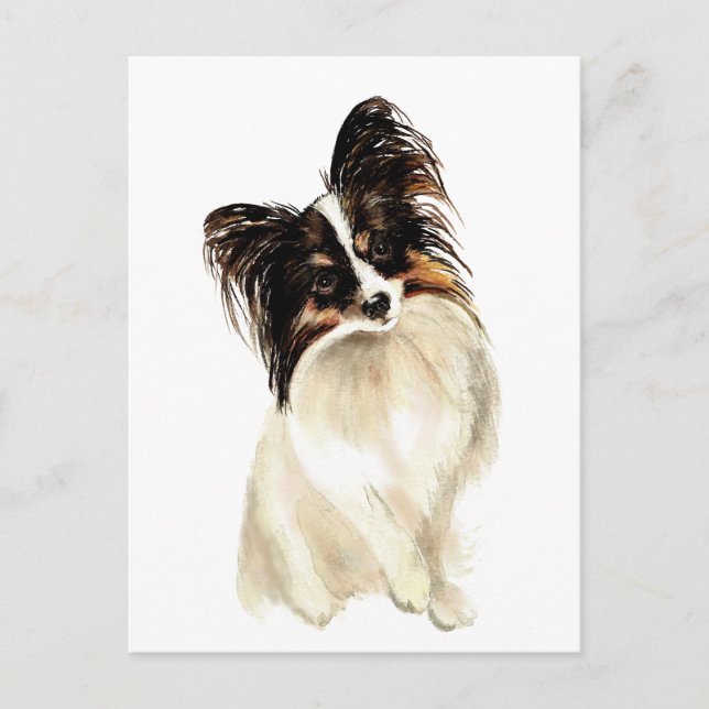 Carte Postale Aquarelle Papillon chien, animal de compagnie (Devant)