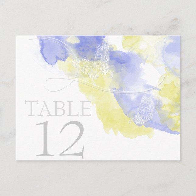 Carte Postale Aquarelle Papillon Périwinkle Lemonade Table Voitu (Devant)