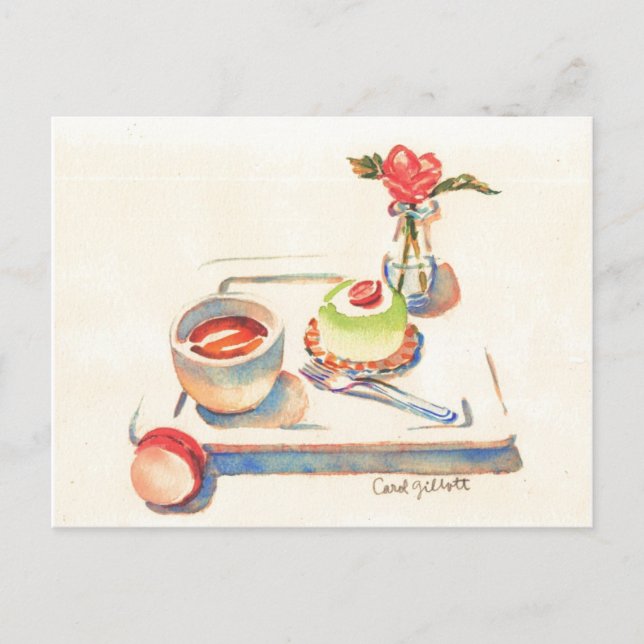 Carte Postale Aquarelle Paris Macaron (Devant)
