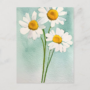 Carte Postale Aquarelle peinture camomille fleurs fleurs blanc