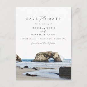 Carte Postale Aquarelle Père Noël Cruz California Beach Peinture