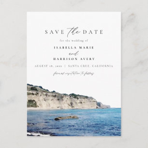 Carte Postale Aquarelle Père Noël Cruz California Beach Skyline