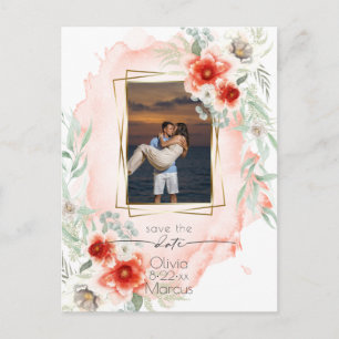 Carte Postale Aquarelle Persimmon Floral Photo Enregistrer la da