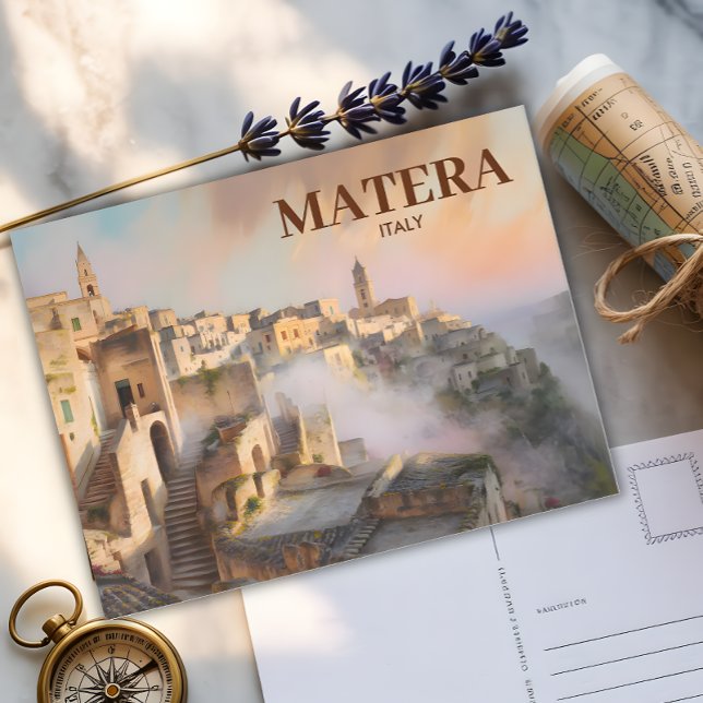 Carte Postale Aquarelle personnalisée Sassi di Matera Italie (Créateur téléchargé)