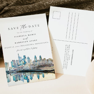 Carte Postale Aquarelle Philadelphia Pennsylvania City Skyline