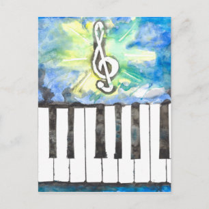 Carte Postale Aquarelle Piano