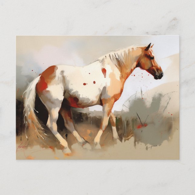 Carte Postale Aquarelle Pinto Horse (Devant)