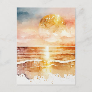 Carte Postale Aquarelle Plage Design 1