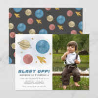 Aquarelle Planète Espace Extérieur 4e anniversaire