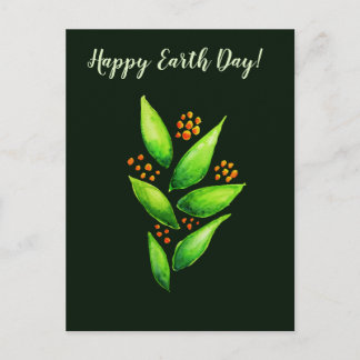 Carte Postale Aquarelle Plante vert Orange Berries Jour des terr