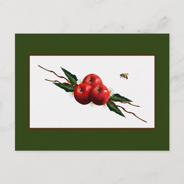 Carte Postale Aquarelle Pommes Rouges (Devant)