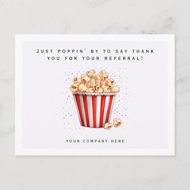 Carte Postale Aquarelle Popcorn Référence Merci Immobilier (Devant)