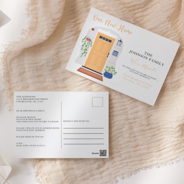 Carte Postale Aquarelle Porte Avant Nous Avons Déménagé Nouvelle (Créateur téléchargé)