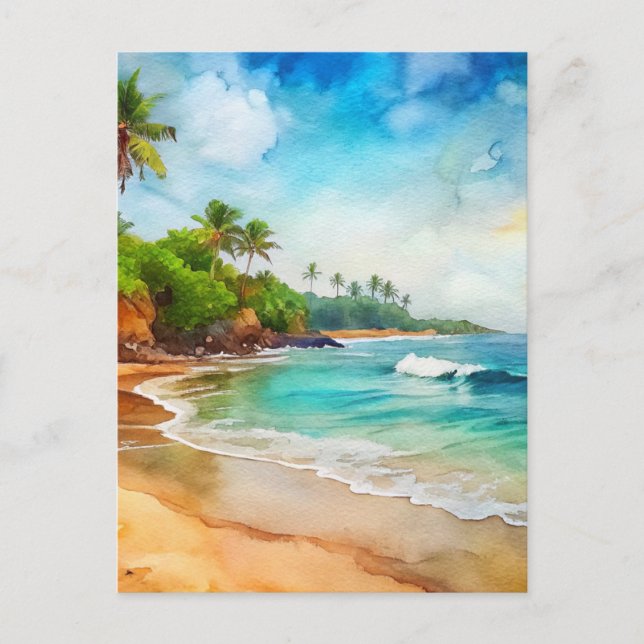 Carte Postale Aquarelle Porto Rico Beach (Devant)
