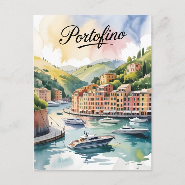 Carte Postale Aquarelle Portofino (Devant)