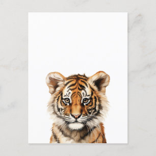 Carte Postale Aquarelle Portrait d'un petit tigre