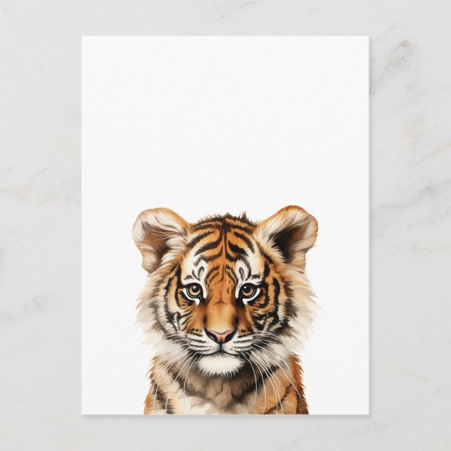 Carte Postale Aquarelle Portrait d'un petit tigre (Devant)