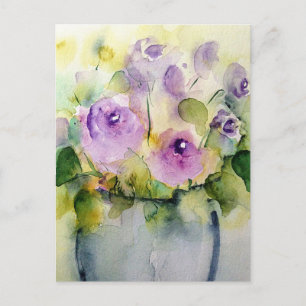 Carte Postale Aquarelle pourpre Bouquet