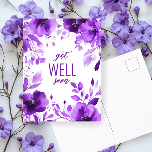 Carte Postale Aquarelle pourpre fleurit BIENTÔT PERSONNALISÉ
