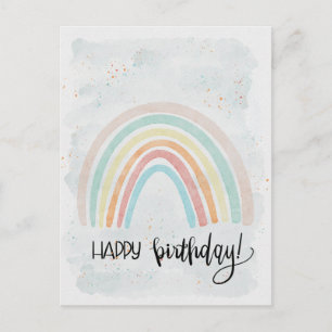 Carte Postale Aquarelle Rainbow Modern Joyeux anniversaire