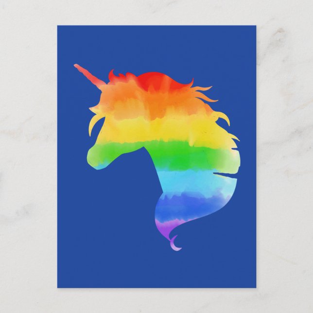 Carte Postale Aquarelle Rainbow Unicorn (Devant)