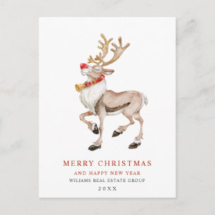 Carte Postale Aquarelle Reindeer Noël Accueil d'entreprise