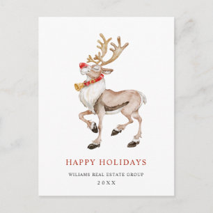 Carte Postale Aquarelle Reindeer Noël Accueil d'entreprise