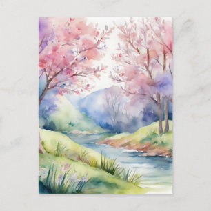 Carte Postale Aquarelle Ressort paysage naturel