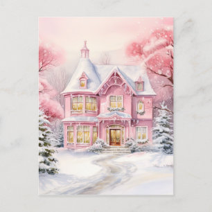 Carte Postale Aquarelle rose Arrière - plan de Noël