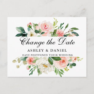 Carte Postale Aquarelle Rose Blanc Floral Modifier La Date
