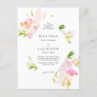 Aquarelle Rose Bouquet Diamond Faire-part de maria