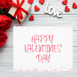 Carte Postale Aquarelle rose Coeur Saint-Valentin