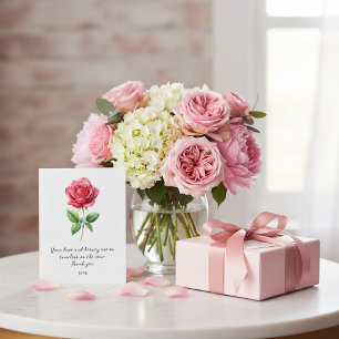 CARTE POSTALE AQUARELLE ROSE DE JUIN FLEUR DE NAISSANCE