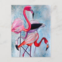 Aquarelle rose flamand coloré