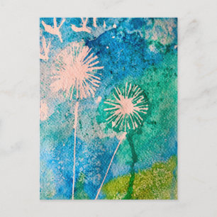 Carte Postale Aquarelle rose flamand coloré